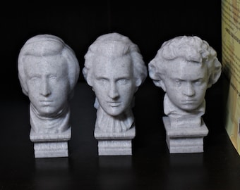 Bustos de Chopin, Mozart y Beethoven - Estatuas de los compositores clásicos icónicos