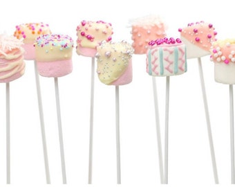 12 Custom Fluffy Rainbow Marshmallow Pops