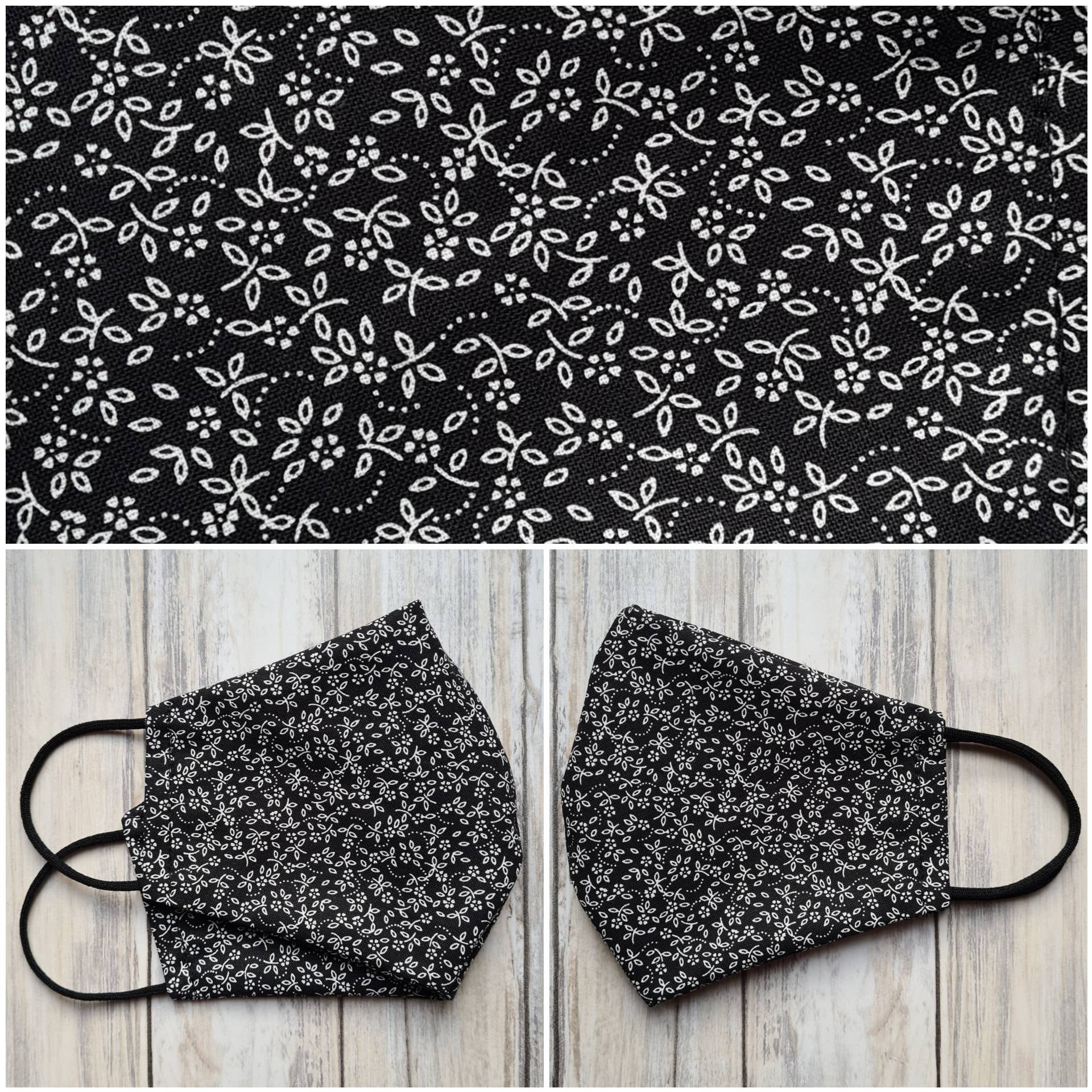 Black & White Flower Face Mask / Reversible / Reusable / 100 Etsy