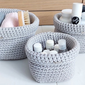 Crochet sets, storage basket set, knit baskets, square cosmetics basket, chunky knit basket, nordic storage basket, bathroom knitted baskets