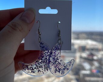 Dangling Moon Resin Earrings