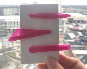 Pink Resin hair clips-Set of 3