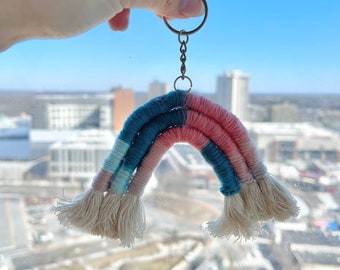 Rainbow yarn keychain