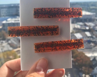 Orange resin hair clips~set of 3