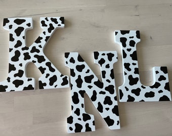 Custom Wooden Cow Print Letters~ Wall Decor~9”