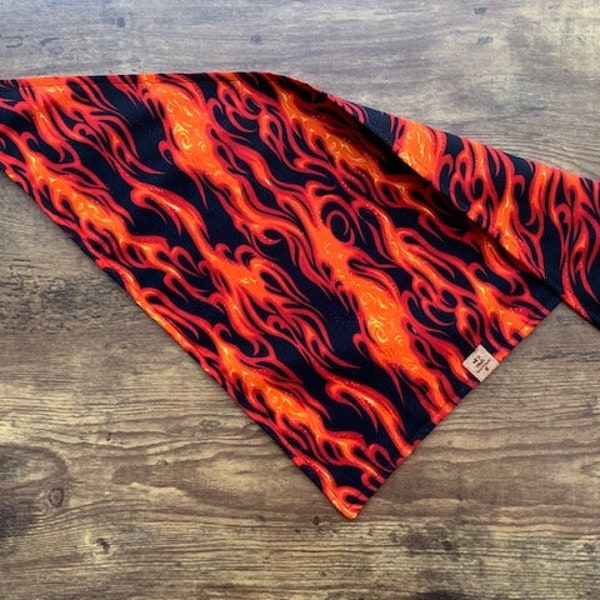 Flames Motorcycle Riding  Dog Bandanna Harley Inspired - Dog Scarf - Puppy Pet Cat - Tie-On - Over the Collar - Kerchief -Dog Apparel