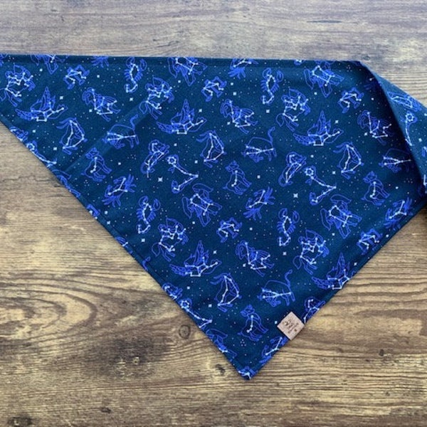 Night Sky Constellations Stars - Dog Bandanna - Dog Scarf - Puppy Pet Cat - Tie-On - Kerchief - Over the Collar -Dog Apparel