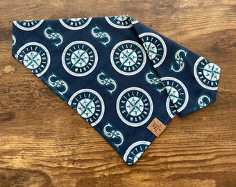 Seattle Mariners  MLB Baseball Dog Bandanna - Dog Scarf - Puppy  - Tie-On - Over the Collar - Kerchief -Dog Apparel