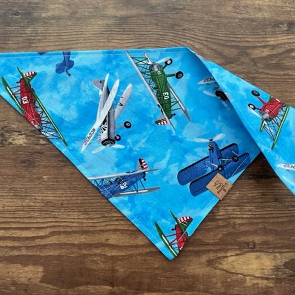 Prop Airplanes Travel Planes Dog Bandanna - Dog Scarf - Puppy Pet Cat - Tie-On - Over the Collar - Kerchief -Dog Apparel