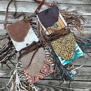 Conceal Carry Genuine bag, Leather bag, Cowhide crossbody bag, Genuine Hand-Tooled Leather purse, fringe bag, Shoulder Bag