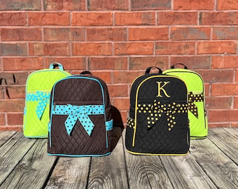 Monogrammed Quilted Toddler Backpack, Personalized kids bag custom preschool gift