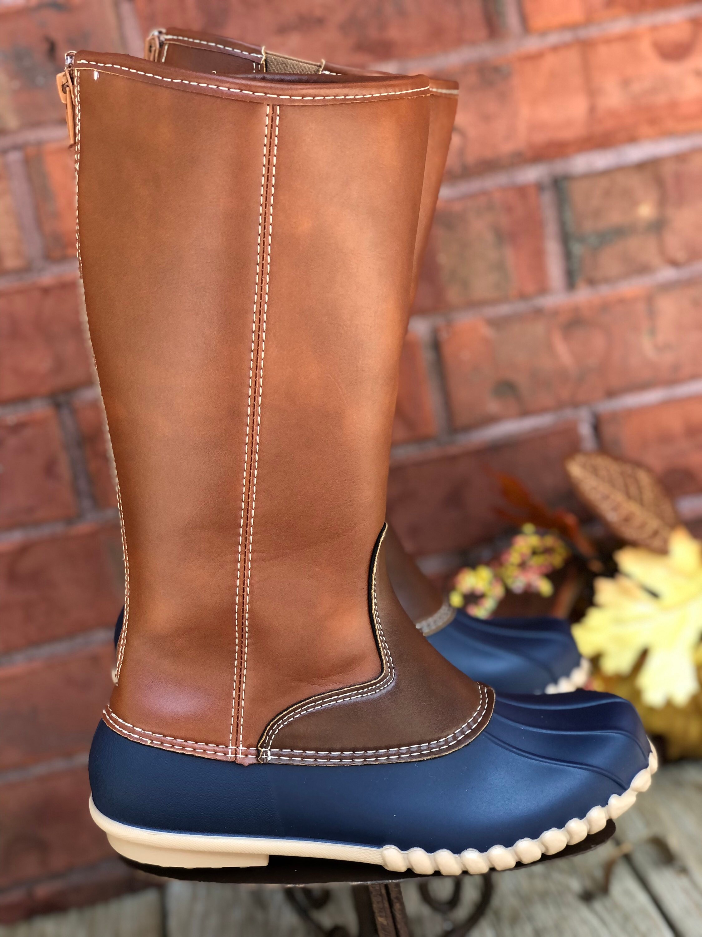 mens duck boots navy