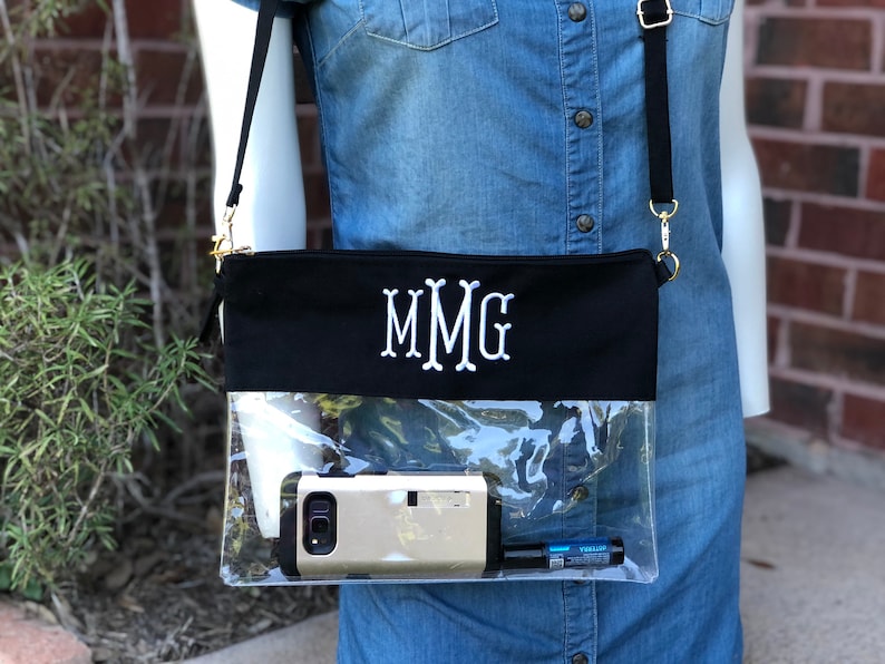 Monogrammed Clear Stadium Bag Crossbody Clear Bag Personalized Etsy