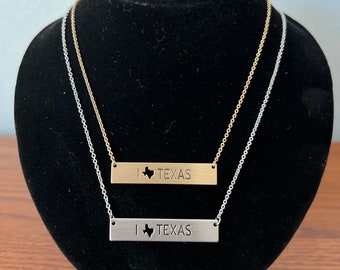 Custom State Pendant, Texas Map Necklace, personalized jewelry Open Cut gift