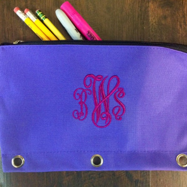 Monogram Pencil Cases,3 Ring Binder, Pencil Pouch, Personalized Zipper Pouch, School Supplies, Small Bag, Organizer case,Back To School case