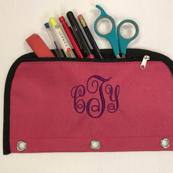 Monogram Pencil Cases, 3 Ring Binder Pencil Pouch, Personalized Pouch, custom pencil case, pouch Bag, Binder pouch bag