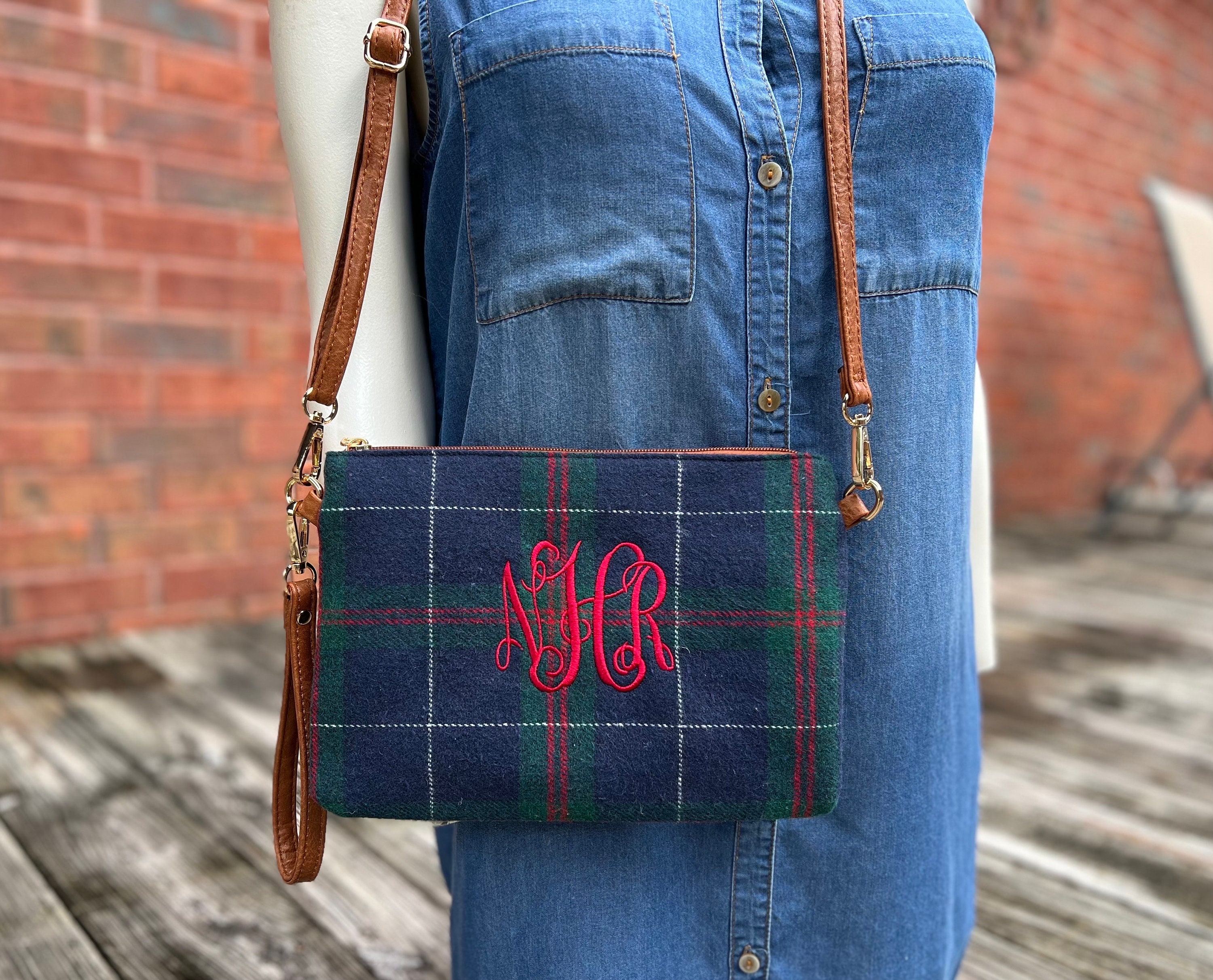 Blue plaid purse on sale