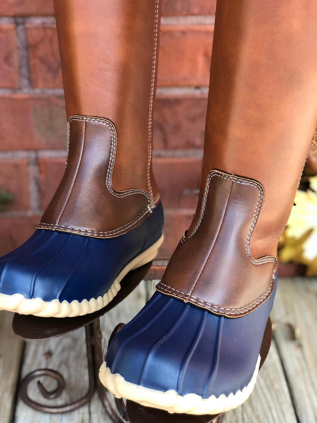 mens duck boots navy