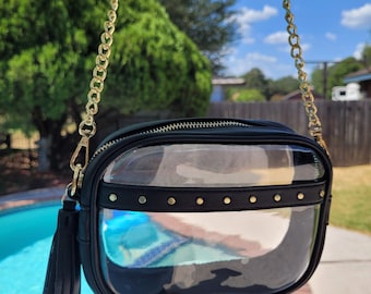 stadium bag, fringe Clear Crossbody, tassel Detail, Transparent purse