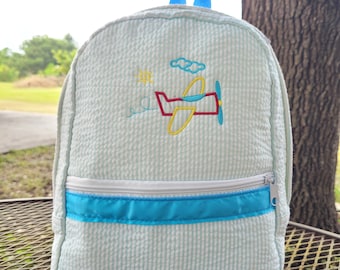 Seersucker Backpack: Personalized Toddler Backpack monogram bag