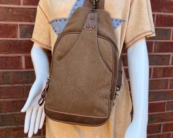 Conceal Carry Canvas Sling Bag, CCW Purse, Personalized Crossbody