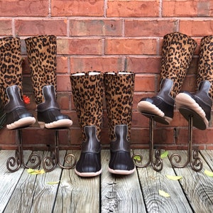 LEOPARD PRINT Duck boots, Monogram Duck Boots, Rain Boot, Boat-Shoe Style, Shoes, Personalized Duck Boots