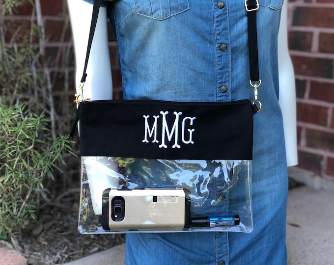 Personalized Bag, Game Day Purse, Clear Stadium