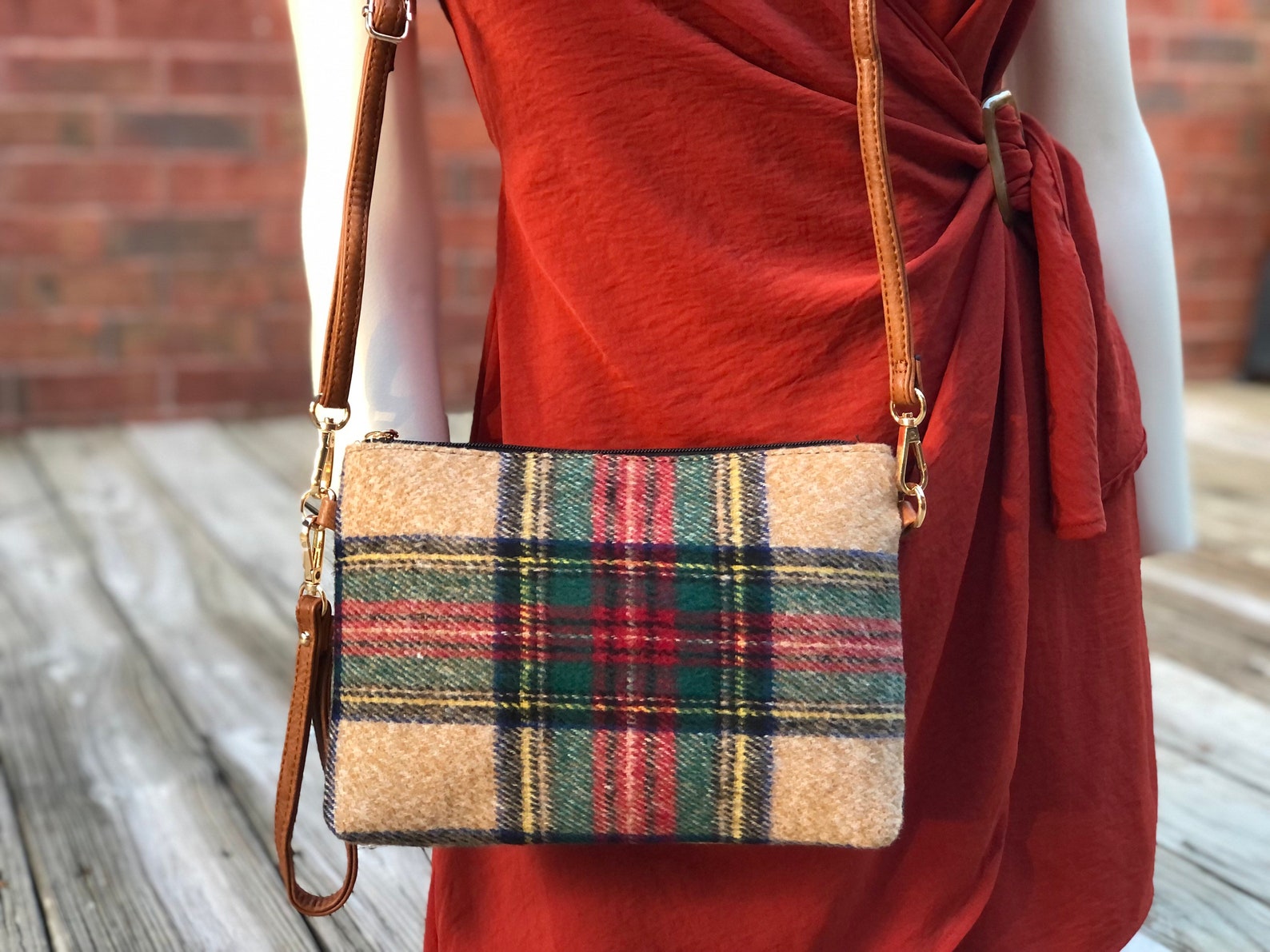 Monogram Crossbody Plaid Purse Crossbody Bag Riley Plaid Etsy