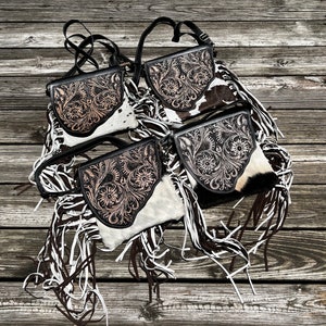 Concealed Carry Genuine Leather bag, Cowhide bag, Hand-Tooled Leather bag, Cowhide Conceal carry bag, crossbody bag, leather purse, western