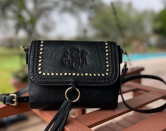 Envelope Crossbody bag, Embroidered Whipstitch Purse