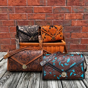 Genuine LEATHER Crossbody Purse, Genuine Hand-Tooled Leather bag, leather Crossbody purse, leather Shoulder Bag, canvas bag