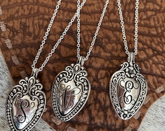 Pendant Necklace, monogram Initial Jewelry personalized gift, spoon charm