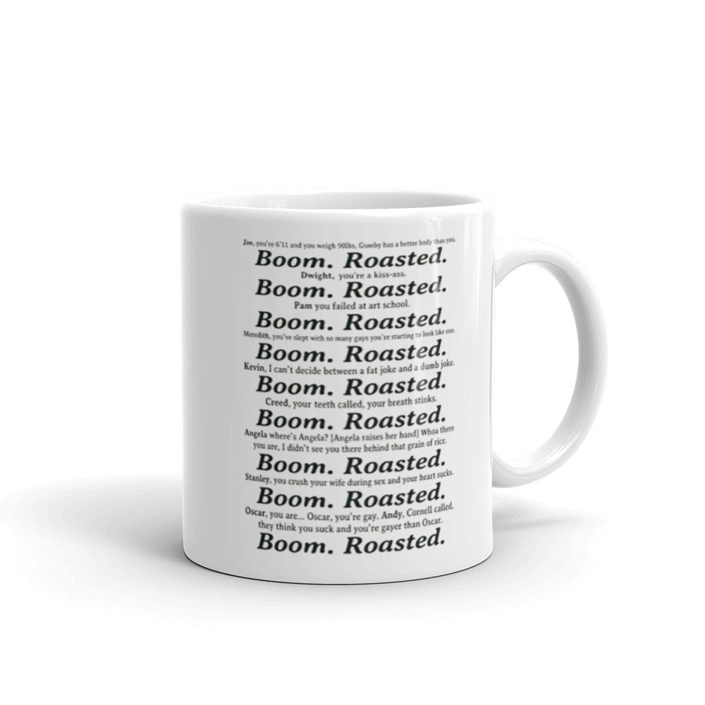 The Office Boom Roasted Funny Coffee Mug, Dunder Mifflin Boom Roasted