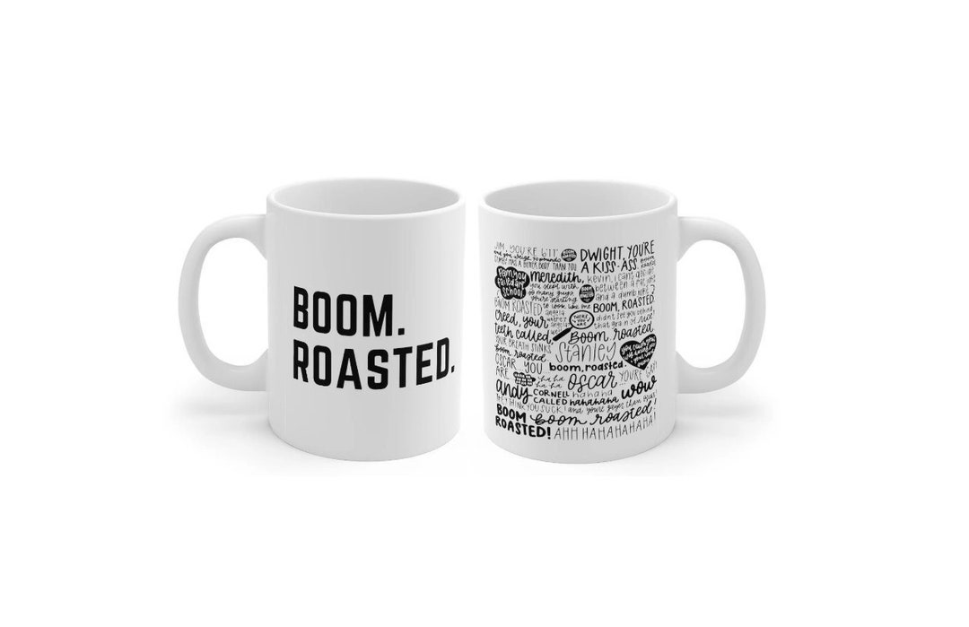 The Office Boom Roasted Funny Coffee Mug, Dunder Mifflin Boom Roasted