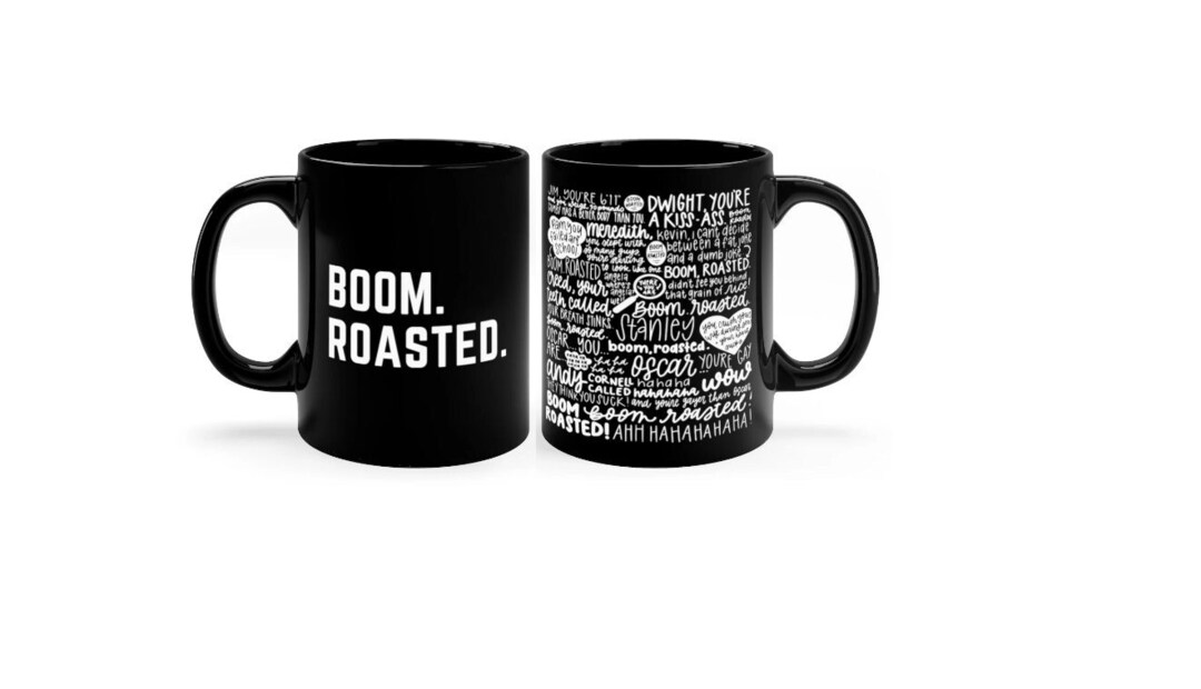 The Office Boom Roasted Funny Coffee Mug, Dunder Mifflin Boom Roasted