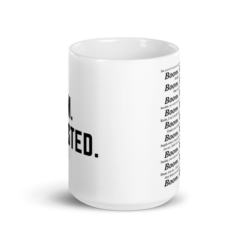 The Office Boom Roasted Funny Coffee Mug, Dunder Mifflin Boom Roasted