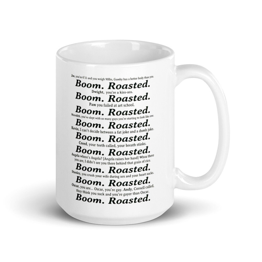 The Office Boom Roasted Funny Coffee Mug, Dunder Mifflin Boom Roasted