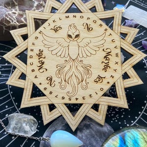 SVG-slingerbord, Phoenix, waarzeggerij, ja nee misschien slingerbord, lasergraveer- en snijbestand