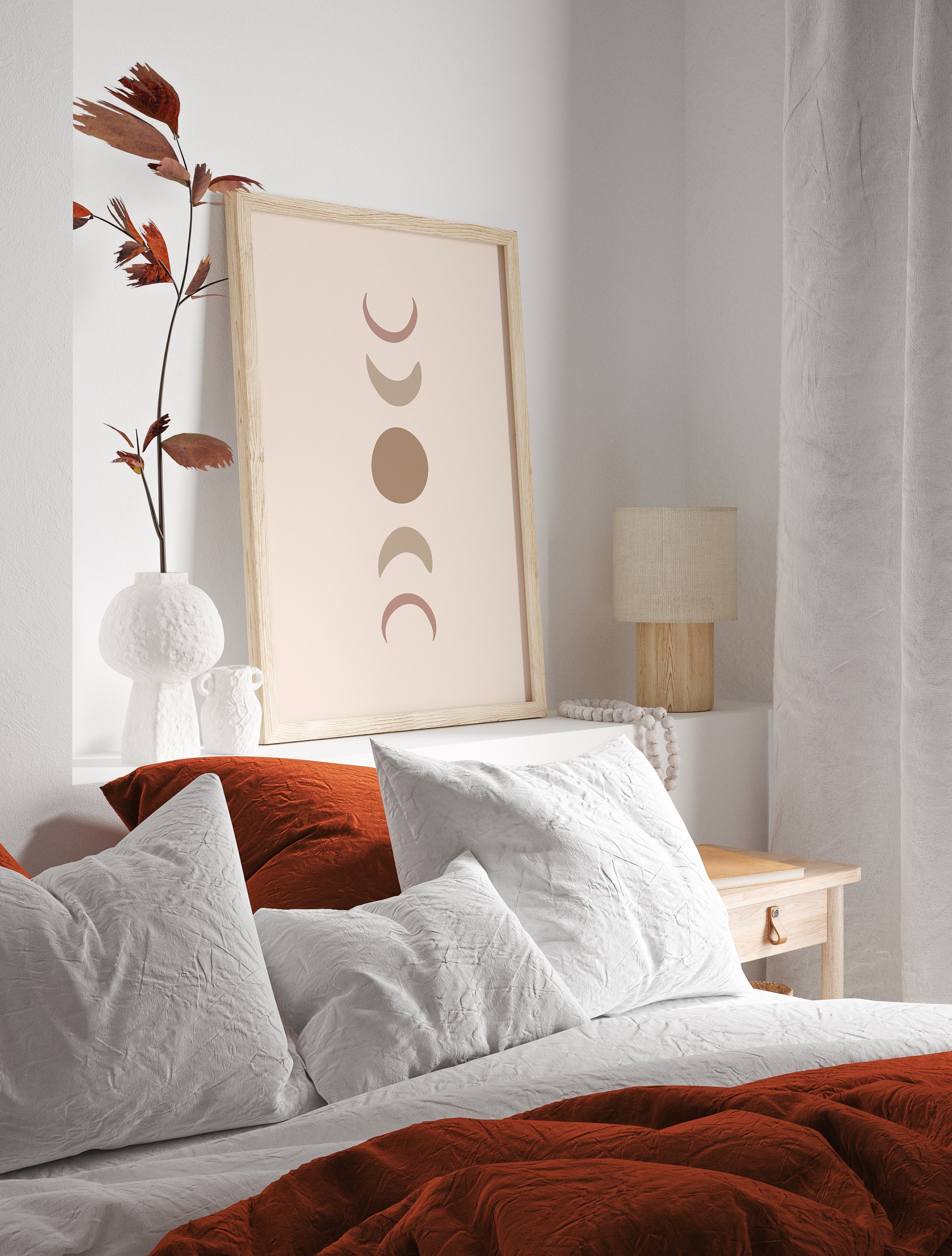 Moon Wall Art Moon Phases Abstract Art Print Minimalist Art | Etsy