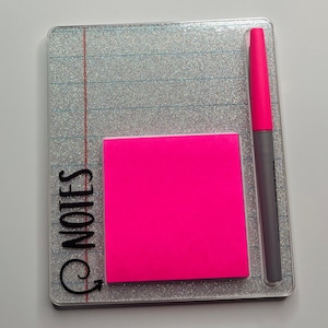 Personalized Teacher Sticky Note Holder with Pen Space