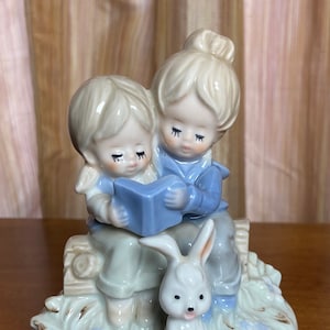 Music Box, Boy Girl Music Box, Music Box Figurines, Bunny Music Box, Lladro Music Box, Porcelain Music Box