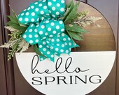 Hello Spring Door Hanger, Spring Door Sign, Spring Wreaths for Front Door, Spring Wreath, Spring Decor, Realtor Gift for Homeowners