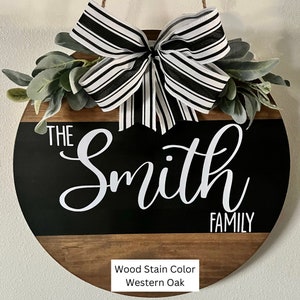 Personalized Family Last Name Sign, Front Door Hanger, Family Name Gift, Round Last Name Front Door Sign, Closing Gift, Mothers Day Gift Bild 4