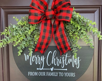 Merry Christmas, Christmas Door Wreath for Home, Holiday Decor, Christmas Door Hanger, Christmas Front Door Decor, Custom Christmas Gift
