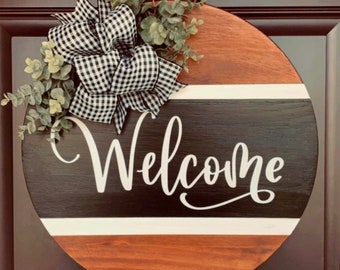 Welcome Door Sign, Welcome Front Door Wreath, Farmhouse Decor, Birthday Gift, Custom Door Sign, Welcome Gift For Homeowner, Merry Christmas