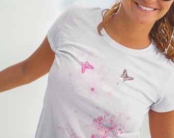 Tshirt farfalla / Butterfly Top Butterfly Shirt Monarch Butterfly Butterfly Tee Camicia botanica Butterfly T Shirts Flower Girl Camicia