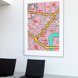 Carte numérique de style pop-art de la Nouvelle-Orléans. Carte gaie de type bande dessinée inspirée des oeuvres d'art de Roy Lichtenstein