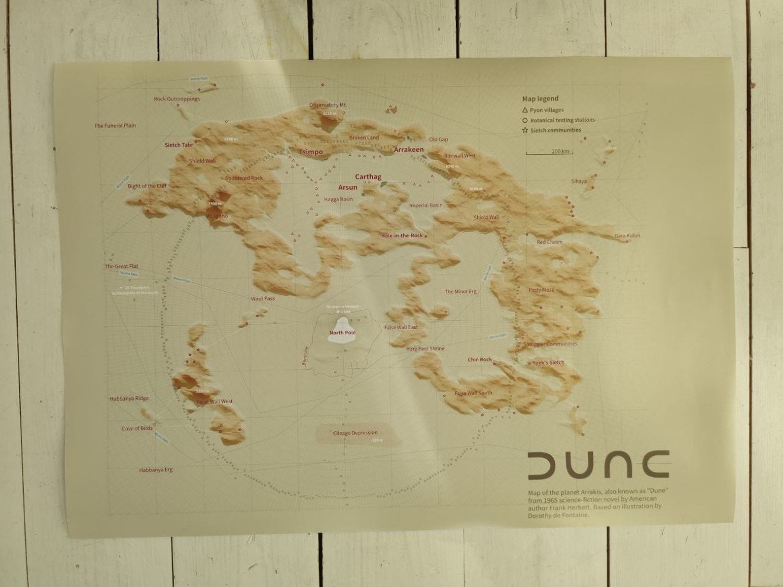 Printed Dune Map. 3d Terrain Map of Arrakis. Dune Poster, Arrakis ...