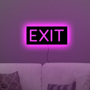 Exit neon sign, Exit sign light, Exit led sign, Exit wall sign, Exit wood sign lighted, Exit neon sign custom, Exit sign wall art decor