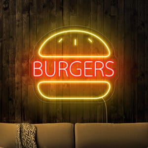 ハンバーガーネオンサイン、ハンバーガーLEDサイン、ファーストフードネオンサイン、ハンバーガーネオンサイン、キッチンネオンサイン、屋台ネオンサイン、ハンバーガーウォールアート装飾